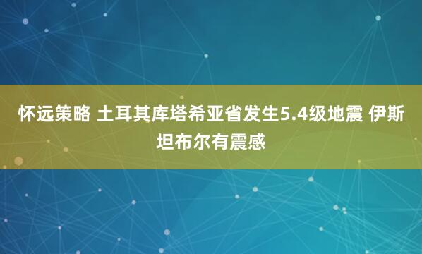 怀远策略 土耳其库塔希亚省发生5.4级地震 伊斯坦布尔有震感