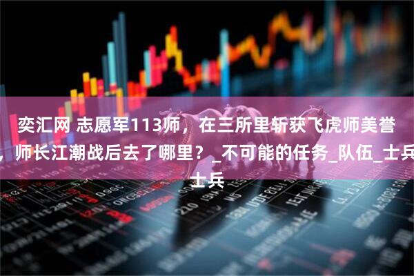 奕汇网 志愿军113师,在三所里斩获飞虎师美誉,师长江潮战后去了哪里?_不可能的任务_队伍_士兵