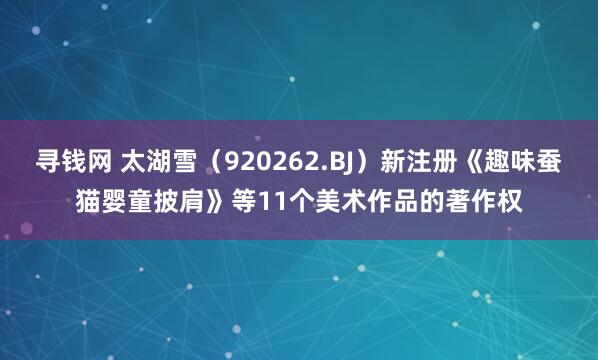 寻钱网 太湖雪（920262.BJ）新注册《趣味蚕猫婴童披肩》等11个美术作品的著作权